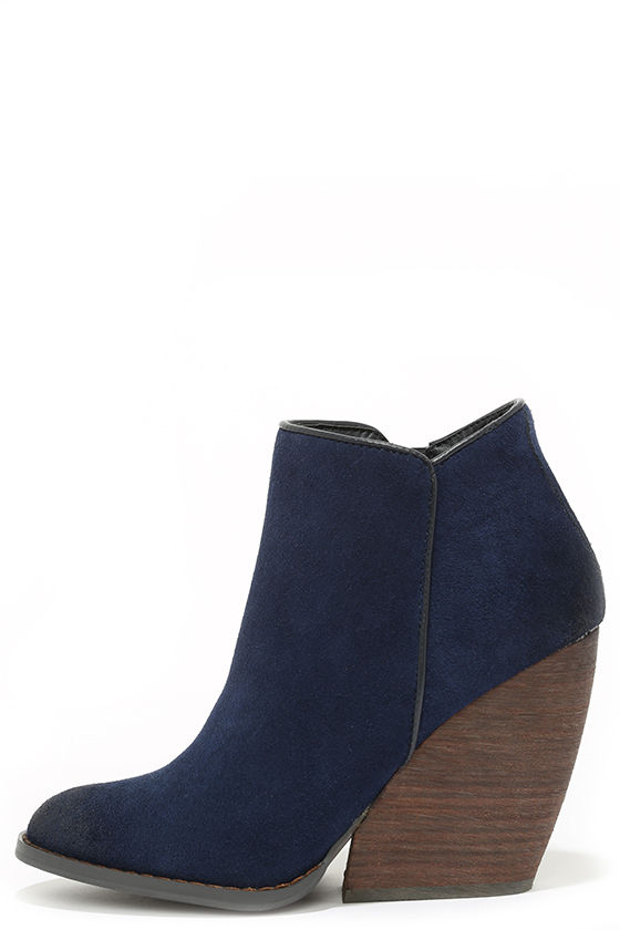 navy suede booties