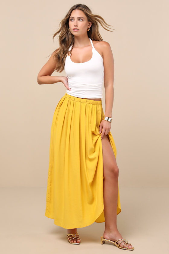 If You Pleats Yellow Pleated Maxi Skirt 2