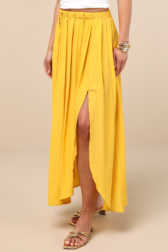 If You Pleats Yellow Pleated Maxi Skirt 4