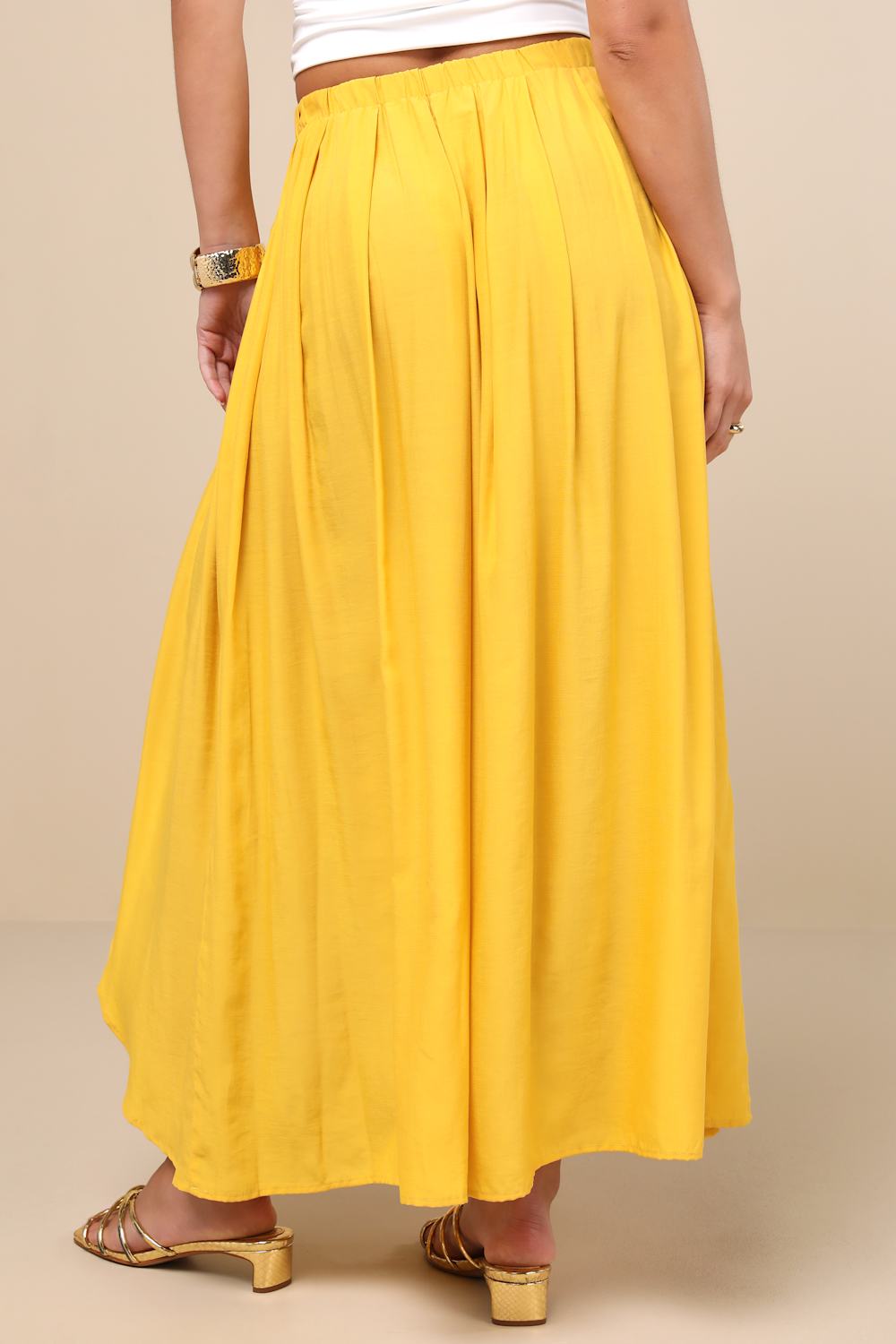 If You Pleats Yellow Pleated Maxi Skirt