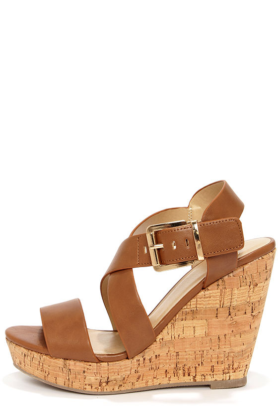 cute tan wedges