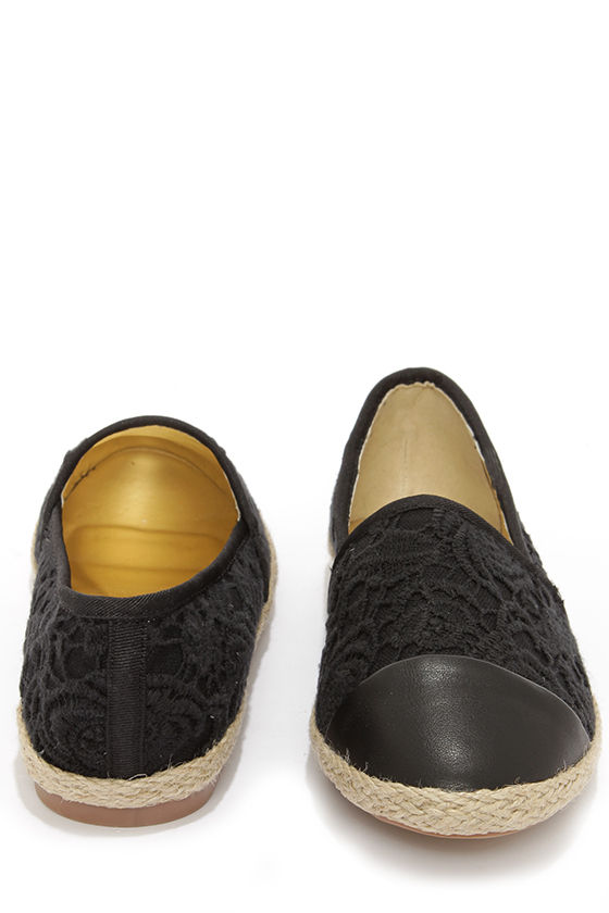 Dollhouse Voyage Black Lace Espadrille Flats