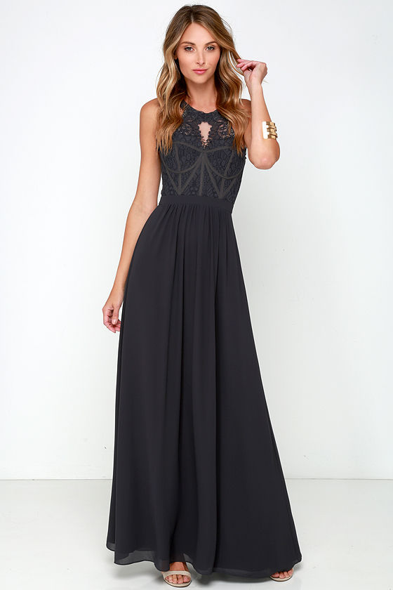 dark gray maxi dress
