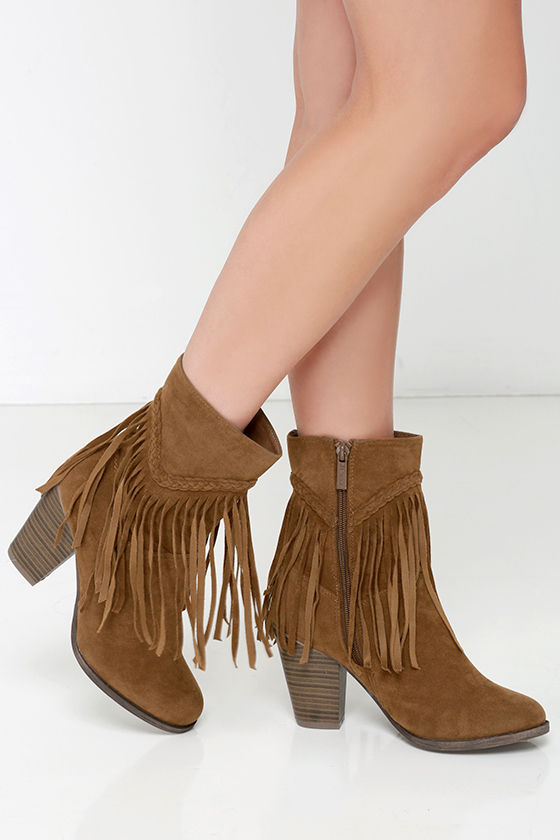 Cute Tan Boots - Mid-Calf Boots - Fringe Boots - Booties - $36.00 - Lulus