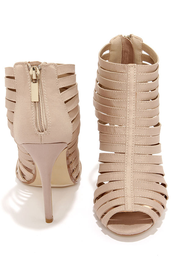 caged peep toe heels