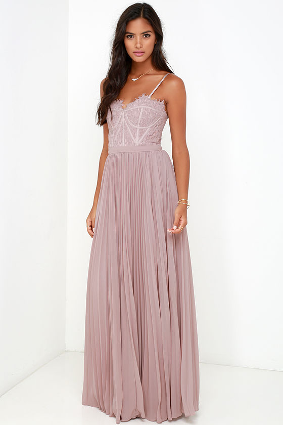 Bariano Dress - Elegant Taupe Dress - Lace Dress - Maxi Dress - $248.00