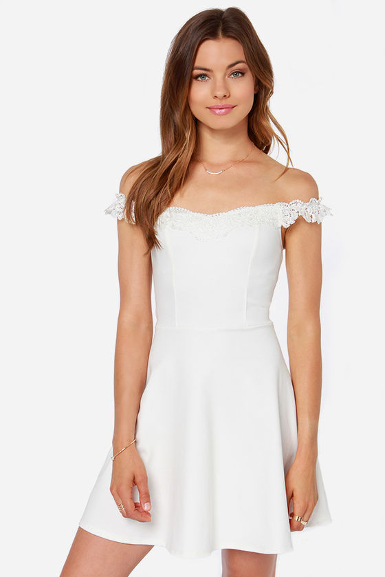 Cute Off-the-Shoulder Dress - Ivory Dress - $43.00 - Lulus