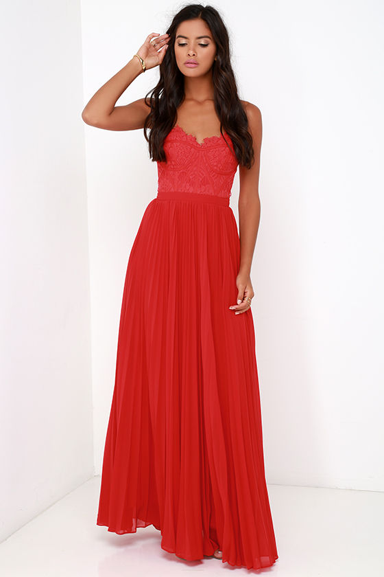 Bariano Dress - Elegant Red Dress - Lace Dress - Maxi Dress - $248.00 -  Lulus