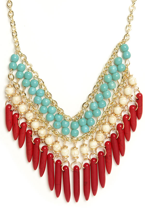 Pretty Red Necklace - Statement Necklace - Beaded Necklace - $16.00 - Lulus