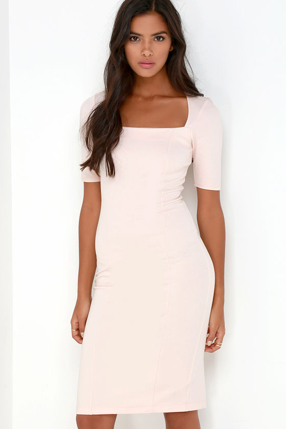 Light Pink Dress - Midi Dress - Bodycon Dress - $46.00 - Lulus