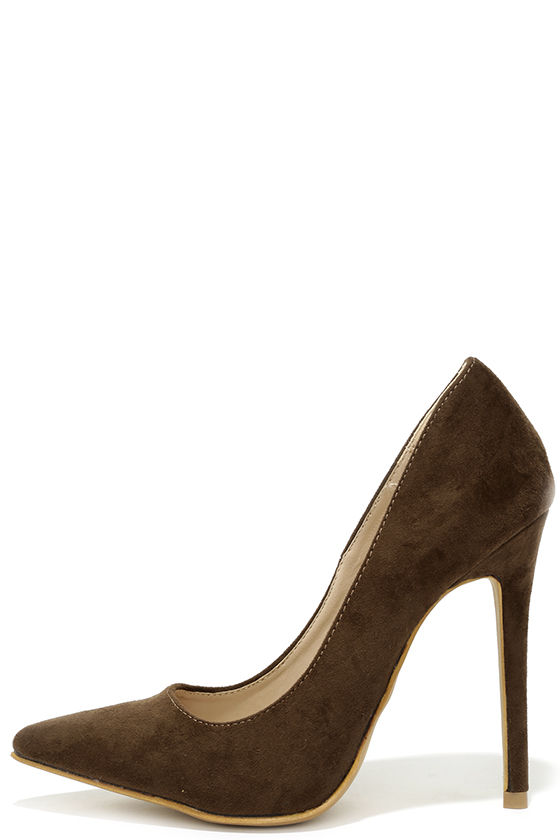 brown suede pumps