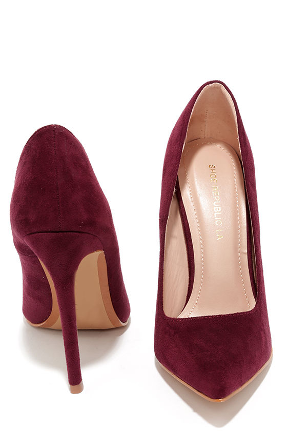 wine suede pumps