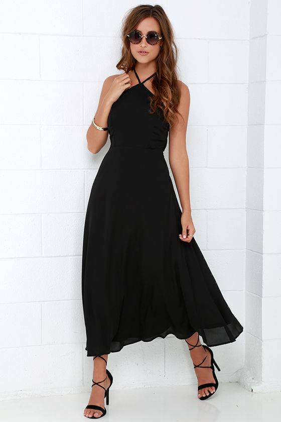 Black Dress Midi Dress Halter Dress 49 00
