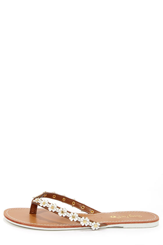 cute white flip flops