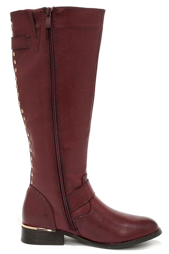 Cute Burgundy Boots Knee High Boots Riding Boots 73.00