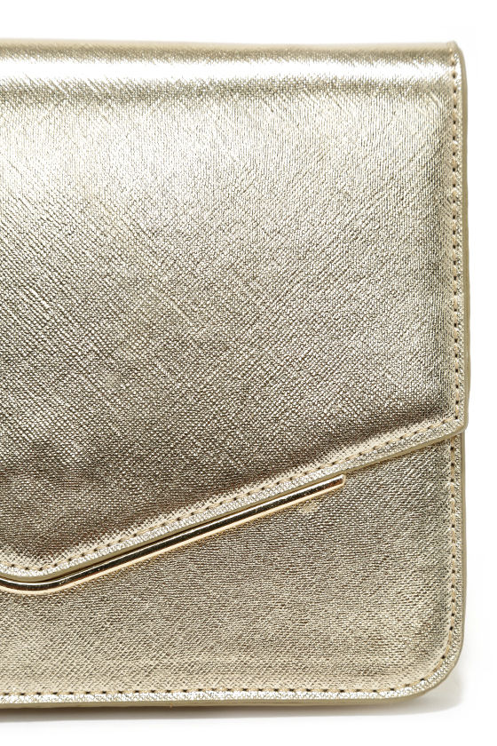 Chic Gold Clutch - Vegan Leather Clutch - Envelope Clutch - $32.00