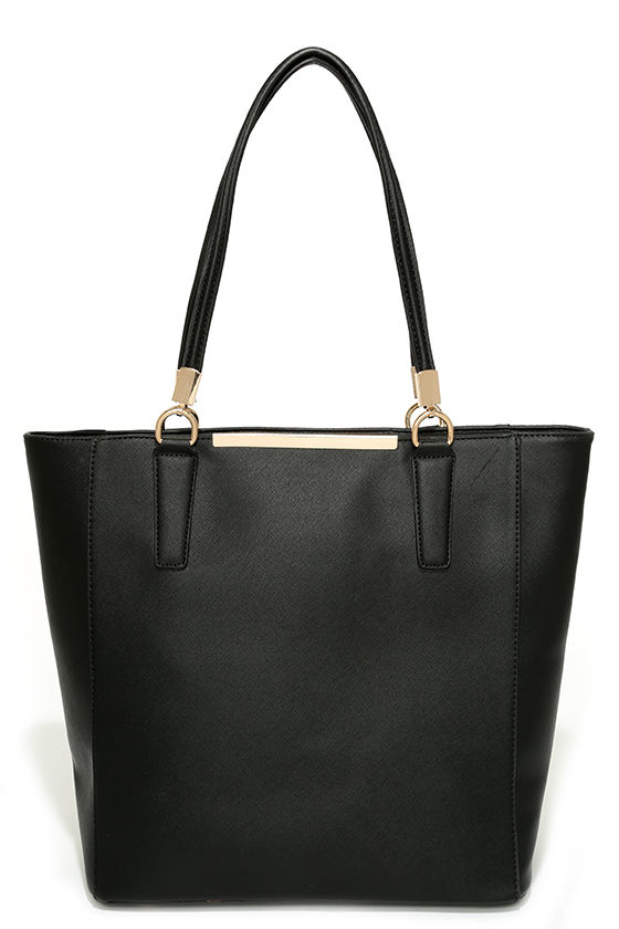 plain black tote handbag