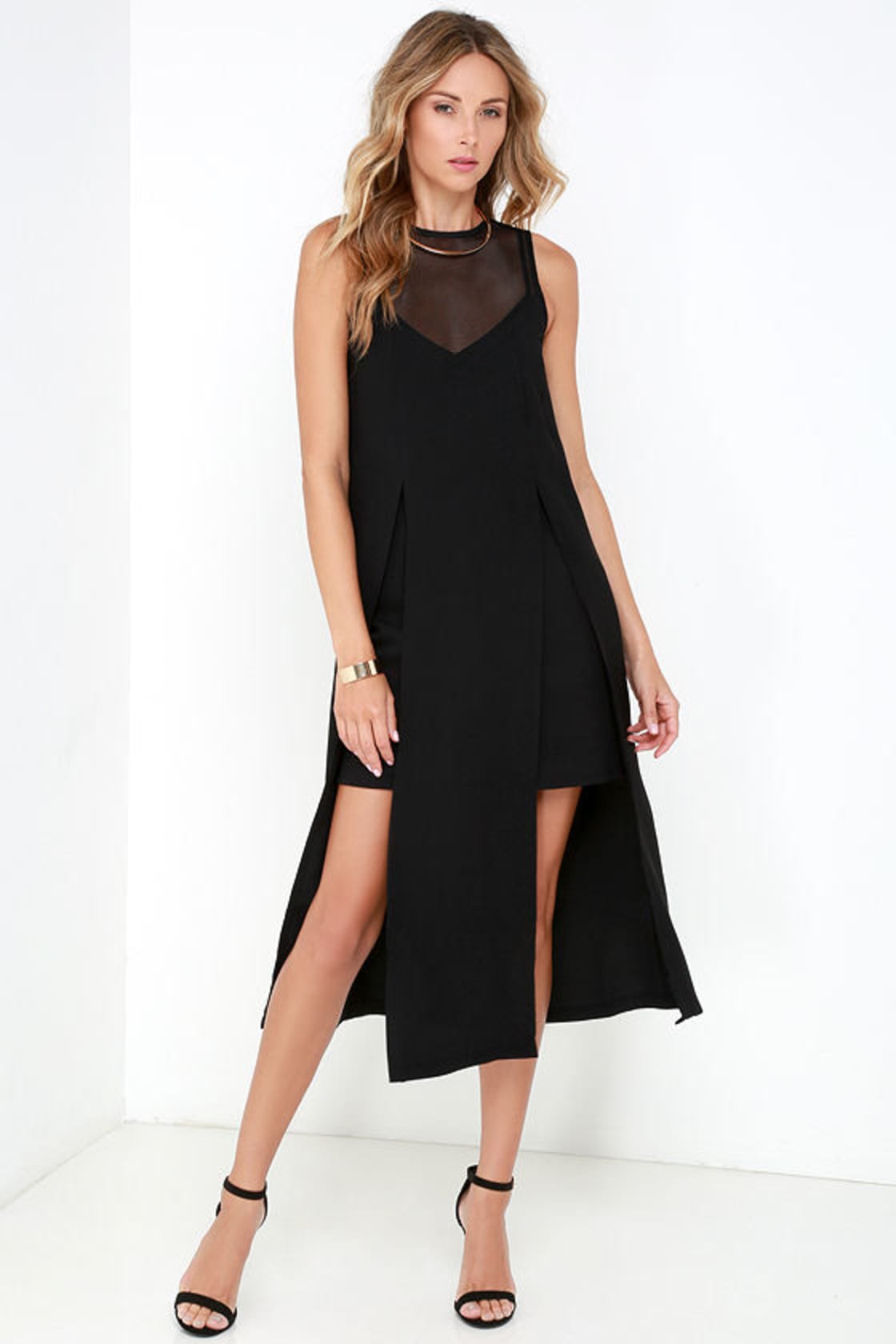 Elliatt Distinct Dress - Black Dress - Midi Dress - Mesh Dress - $121. ...