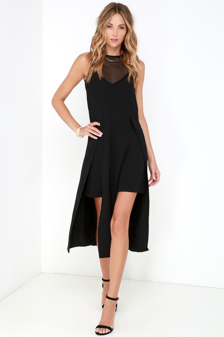 Elliatt Distinct Black Mesh Midi Dress Elliatt Distinct Black Mesh Midi Dress