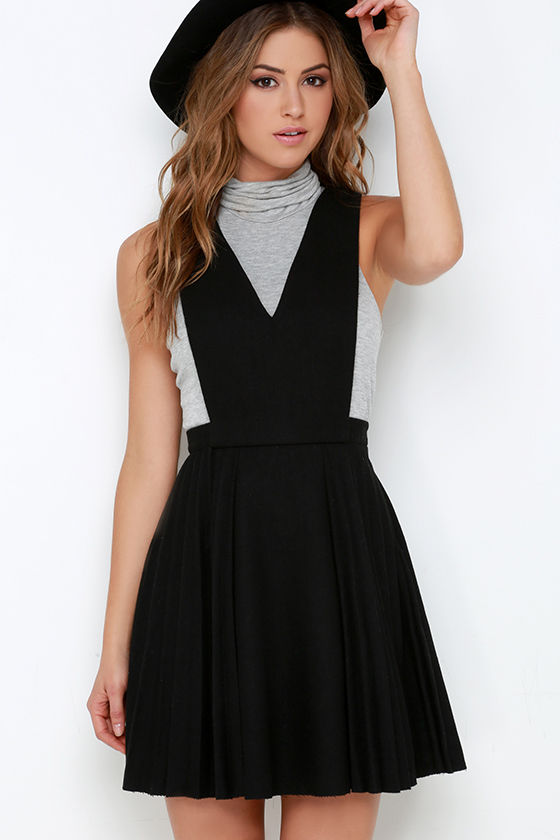 long black pinafore dress