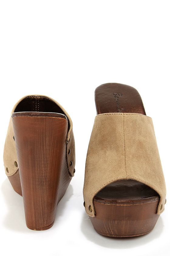 suede platform clogs