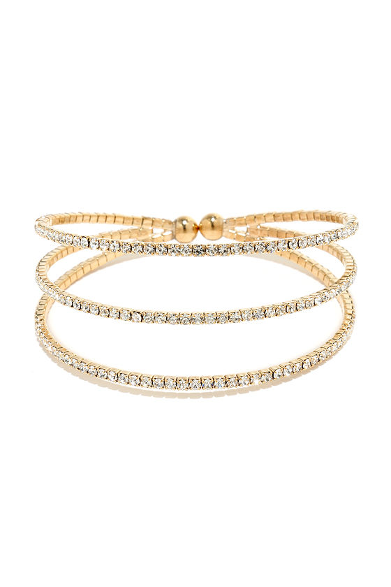 Pretty Gold Rhinestone Bracelet Gold Bracelet Clutch Bracelet 14