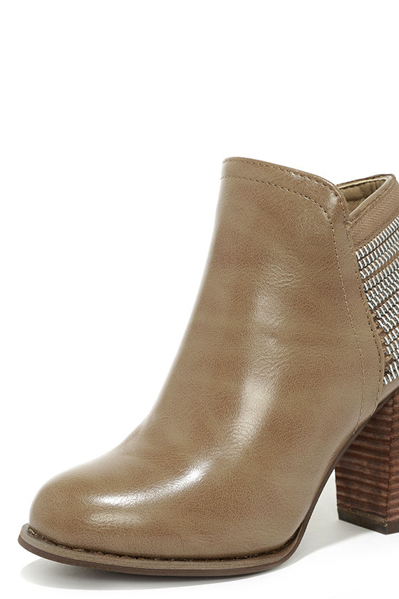 taupe booties high heel
