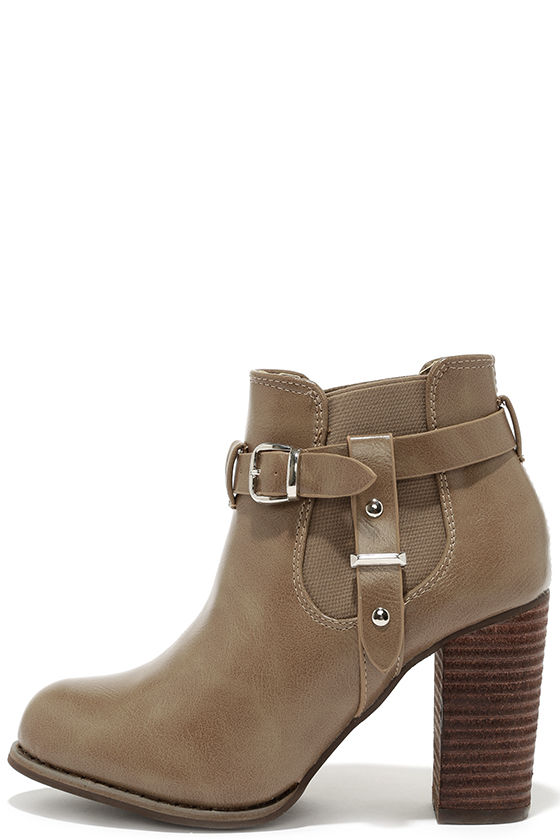 taupe booties high heel