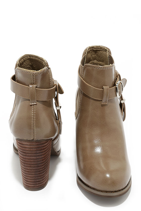 Cute Taupe Booties - High Heel Booties - Ankle Boots - $43.00