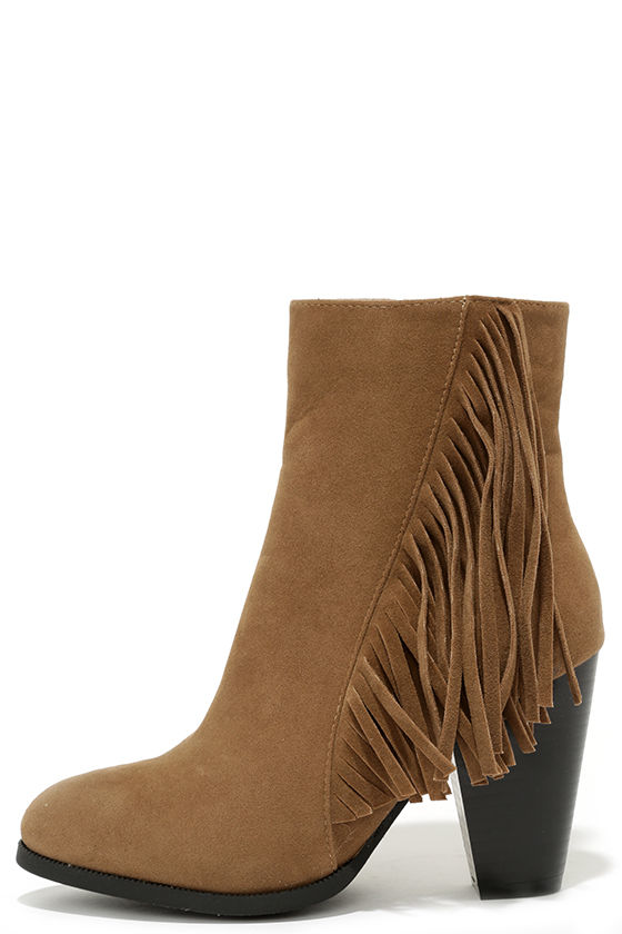 promenade booties in brown fabric