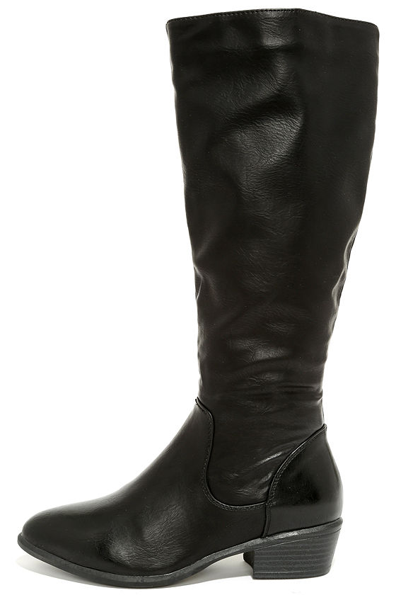 black knee high boots with no heel
