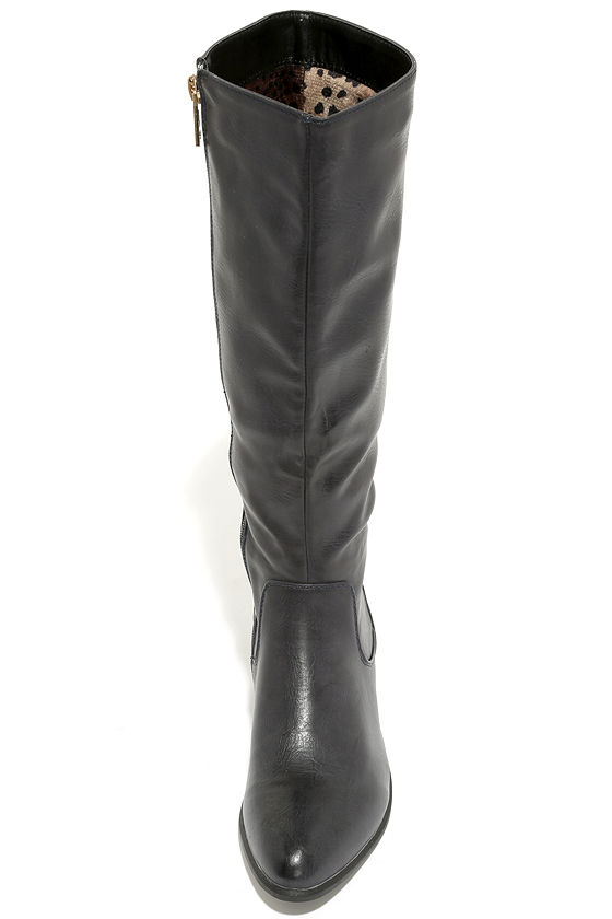 Cute Navy Boots - Knee-High Boots - Flat Boots - Riding Boots - $35.00