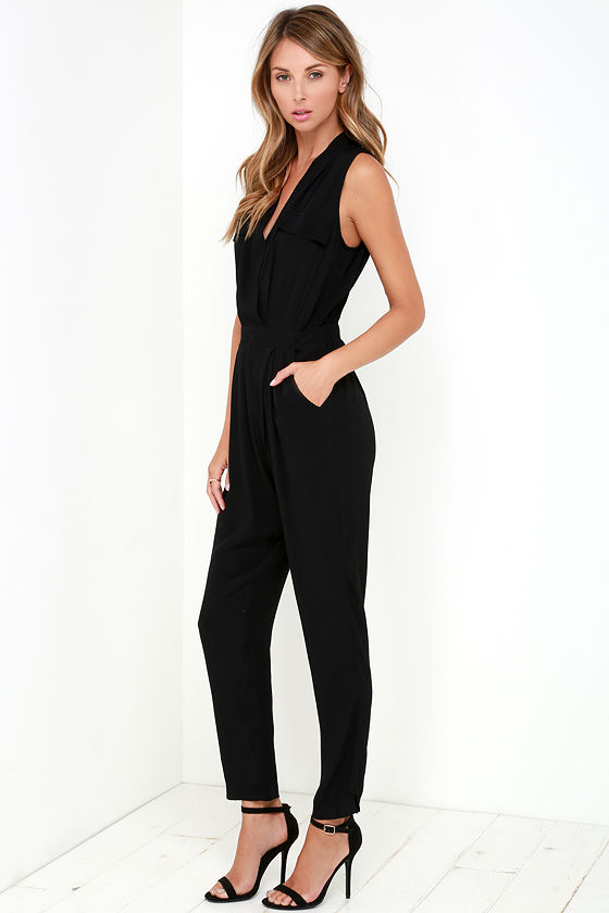 Stylish Black Jumpsuit - Sleeveless Jumpsuit - Black Romper - $54.00