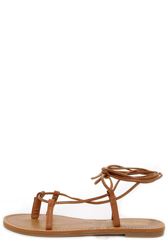 tan wrap up sandals