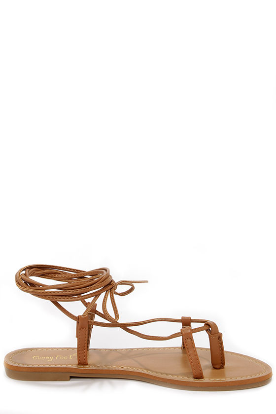 tan wrap up sandals