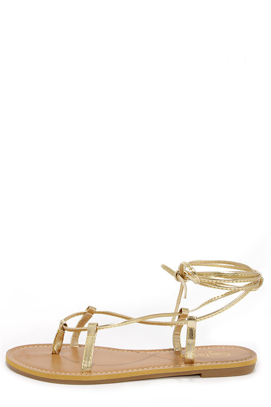 Cute Gold Sandals - Leg Wrap Sandals - $15.00 - Lulus