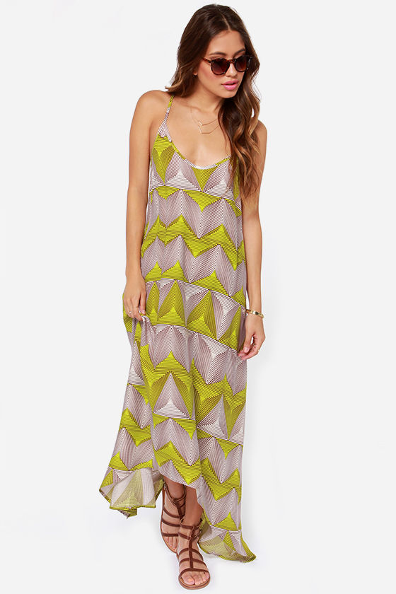 Billabong Day Beyond Lime Green Dress Print Dress Maxi Dress