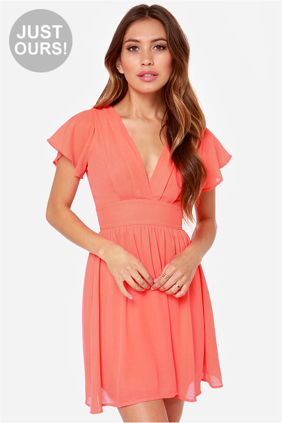 Pretty Coral Dress - Backless Dress - $44.00 - Lulus
