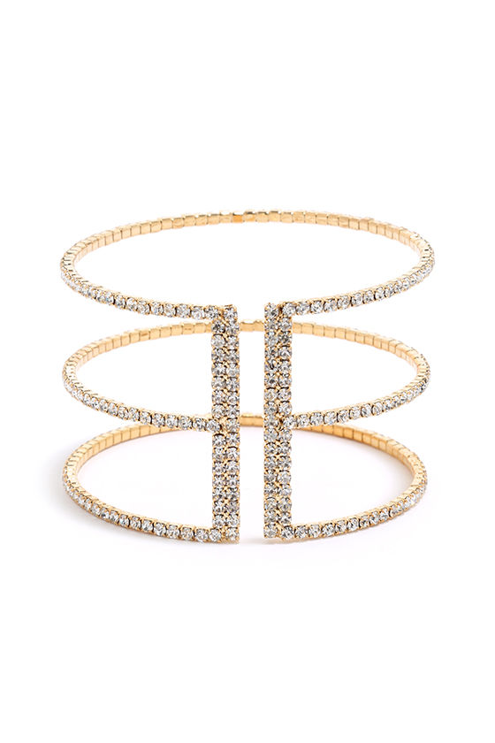 Pretty Gold Rhinestone Bracelet Cuff Bracelet Clutch Bracelet 12