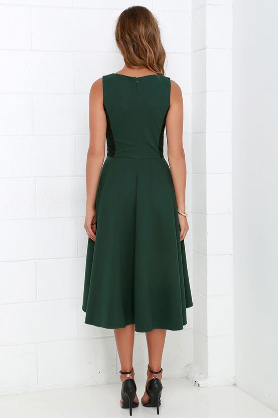 Hazel Room Service Dark Green Lace Midi Dress Hazel Room Service Dark Green Lace Midi Dress