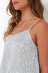 Fun Silver Dress - Sequin Dress - Two-Piece Dress - $93.00