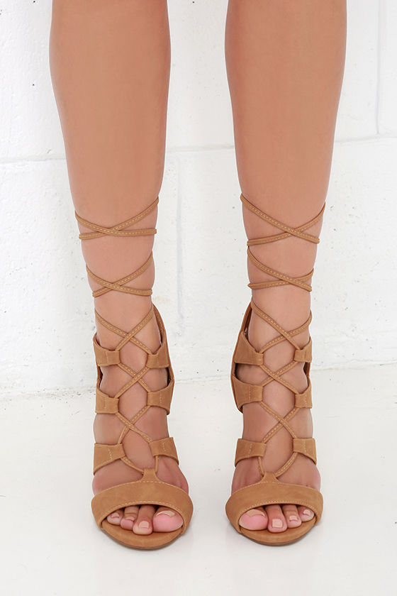 wrap heels tan