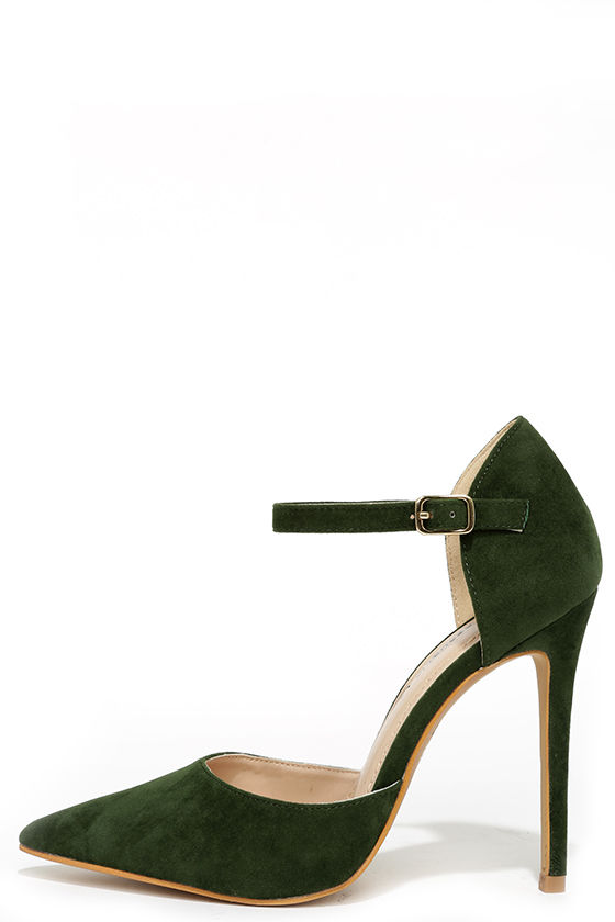 olive green thick heels