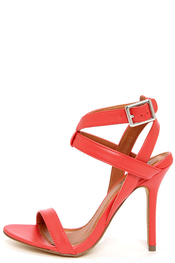 red ankle sandals