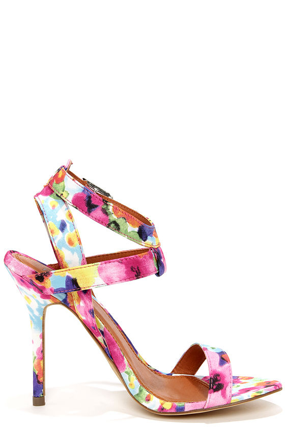 Sexy Floral Heels - Ankle Strap Heels - Dress Sandals - $32.00
