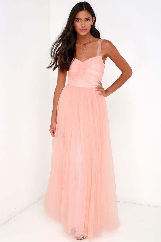 Peach tulle hotsell dress