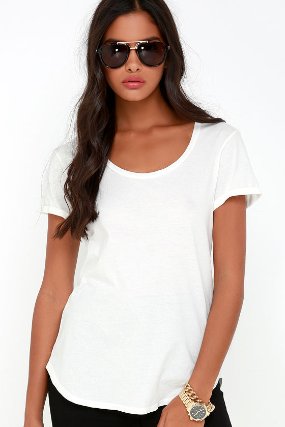 RVCA Scoop Neck Tee Ivory Tee Short Sleeve Top White Tee 26.00