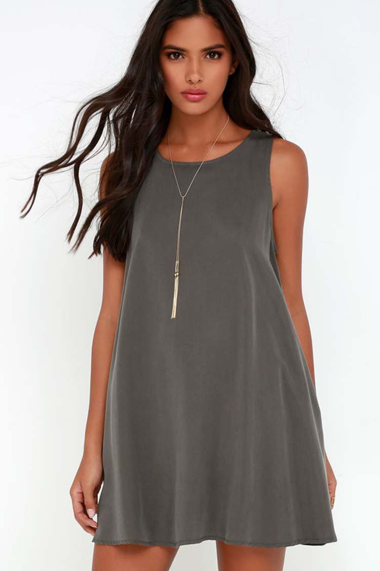 grey swing dress Grey Swing Vintage TV-Style Dress with Striped Bow l HeartMyCloset heartmycloset