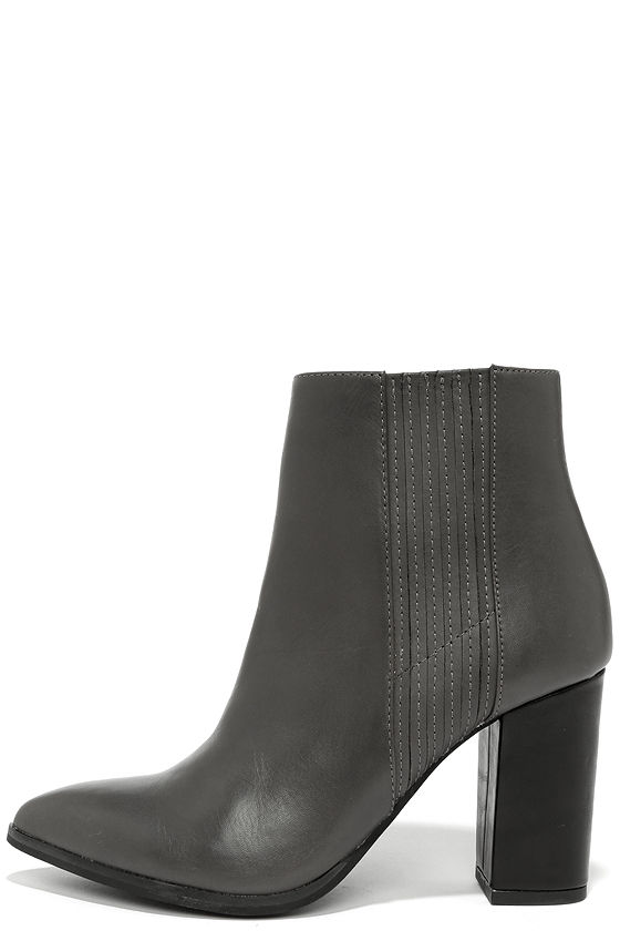 dark grey ankle booties