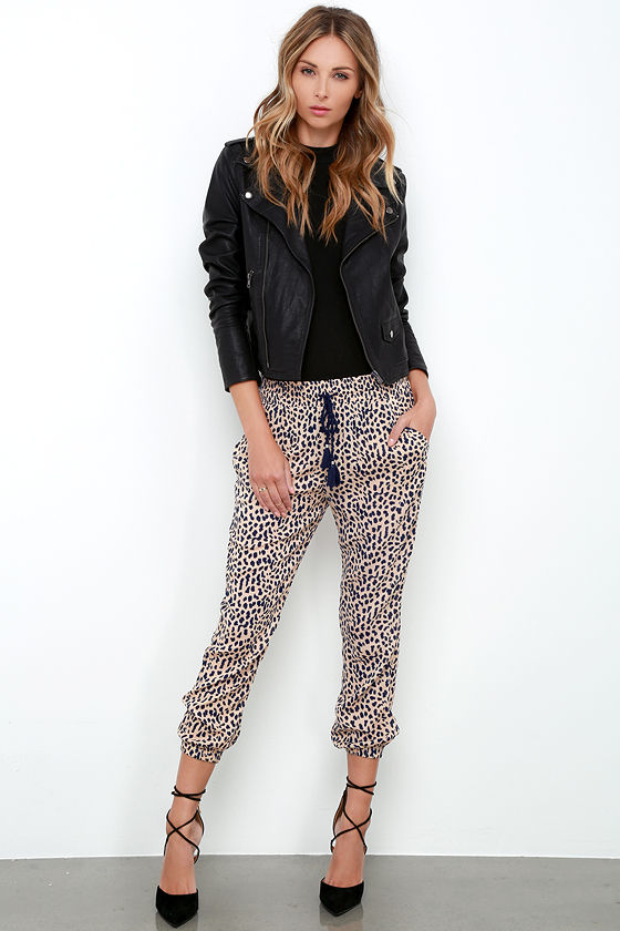 cheetah print joggers womens